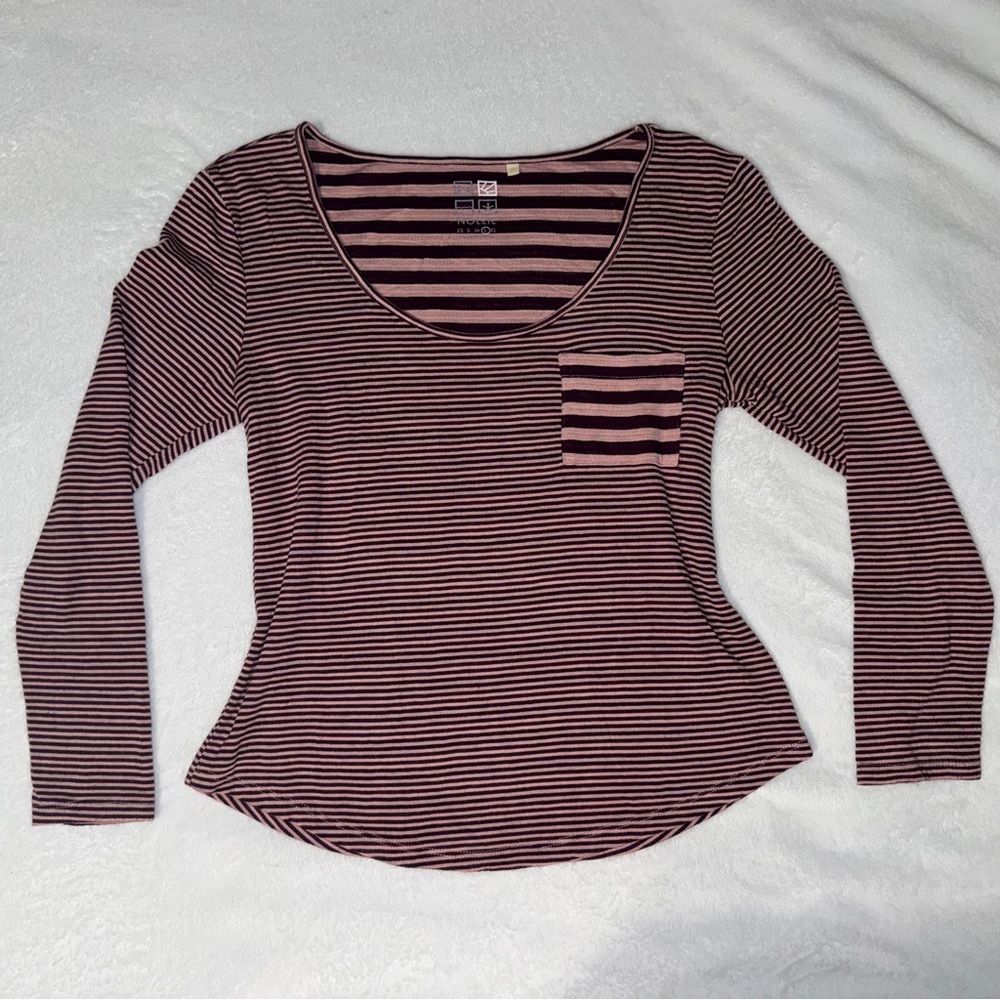 Nollie burgundy striped long sleeve shirt Size L